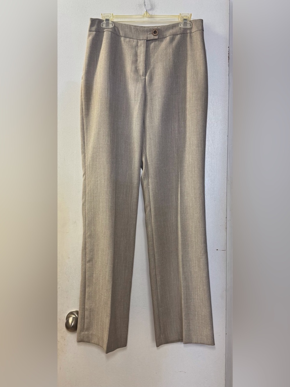 Conrad C High-Rise Straight-Leg Trouser-Microcheck Taupe